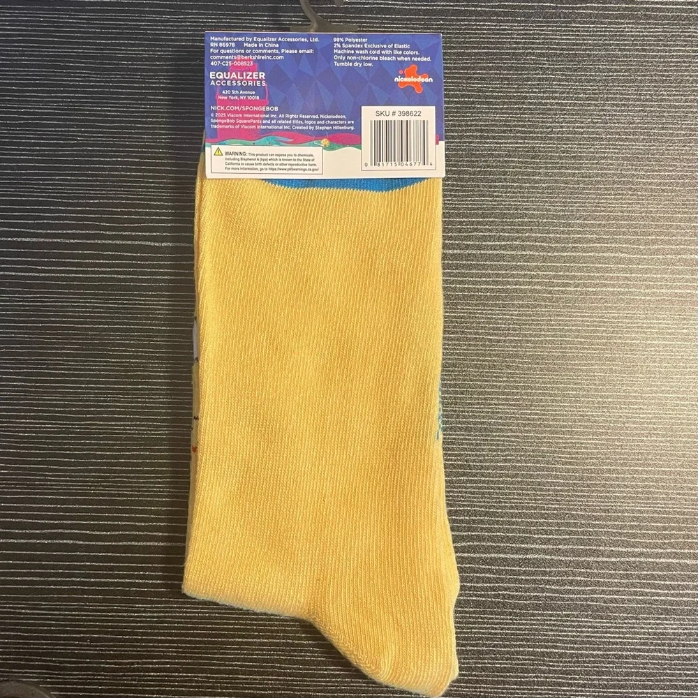 SpongeBob SquarePants Vibrant Yellow Socks Size 9-13